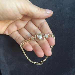 14K Gold Plated Heart Zirconia Chain Bracelet